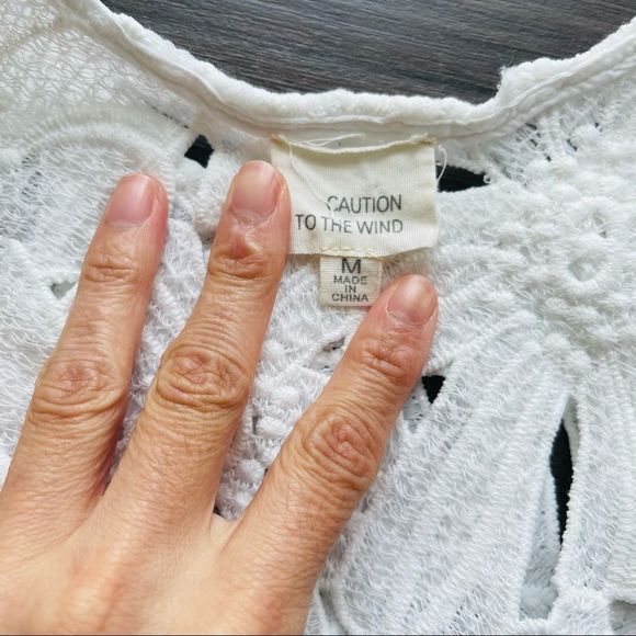 Caution the the Wind White Appliqué Crop Top - Picture 13 of 14